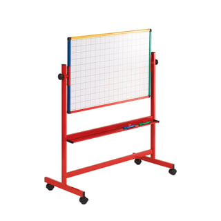 Junior rotating mobile whiteboard, 900x600 mm, red frame
