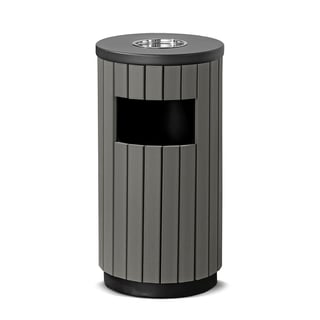 Classic outdoor waste bin MURRAY, ashtray top, Ø 400x750 mm, 33 L, grey
