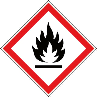 GHS symbol, Flammable, adhesive, 100x100 mm, 4-pack