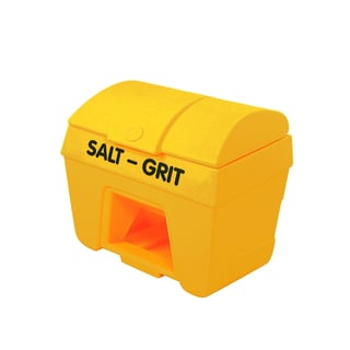 Salt bin with hopper feed, 725x505x850 mm, 200 L, yellow