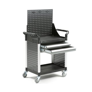 Įrankių vežimėlis MOVE su 2 stalčiukais ir įrankių sienele, 850x480x1345 mm