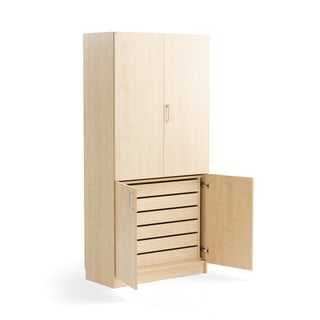 High wooden storage cabinet THEO, 6 drawers, birch