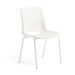 Krzesło szkolne ANA, wys. 450 mm, białe siedzisko, biała rama