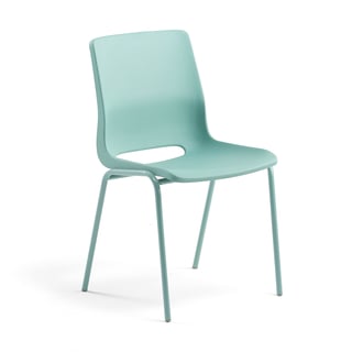 Classroom chair ANA, H 450 mm, turquoise seat, turquoise frame