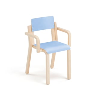 Children's chair DANTE with armrests, H 380 mm, birch, blue laminate