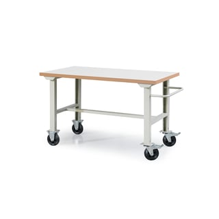 Mobilny stół roboczy SOLID, na kółkach, 1500x800 mm, laminat HPL