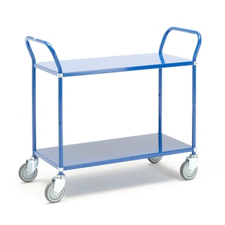 Heavy duty shelf trolley TRANSIT, 2 shelves, 900x440 mm, blue