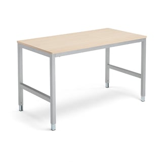 Work table OPTION, 1400x800x720-900 mm, birch, silver