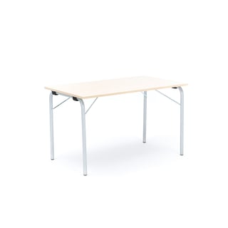 Skládací stůl NICKE, 1200x700x720 mm, stříbrný rám, lamino bříza
