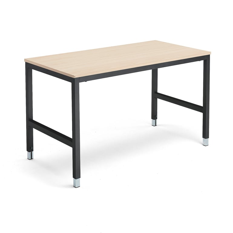 Work table OPTION, 1400x700x720-900 mm, birch, black | AJ Products