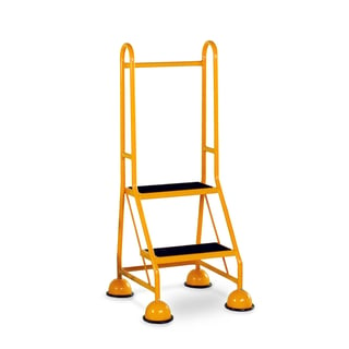 Mobile steps, anti-slip, double handrail, 2 treads, H 508 mm, yellow