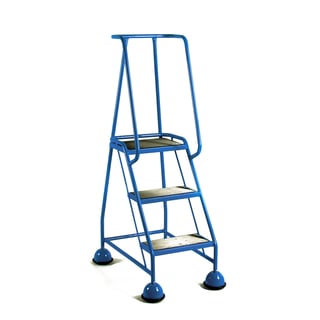 Mobile steps, anti-slip, 3 treads, H 762 mm, blue