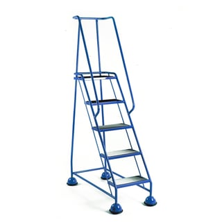 Mobile steps, anti-slip, 5 treads, H 1270 mm, blue