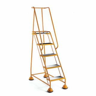 Mobile steps, rubber, 5 treads, H 1270 mm, yellow