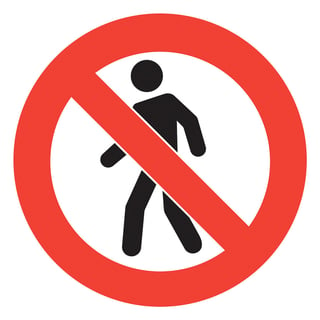 Graphic floor sign, No pedestrians, symbol only