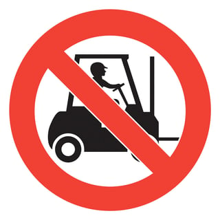 Graphic floor sign, No forklifts, symbol only