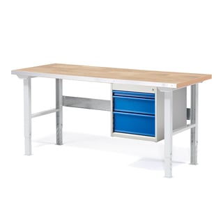 Radni stol + ladičar sa 3 ladice, 750 kg, D 1500 mm, hrast ploča