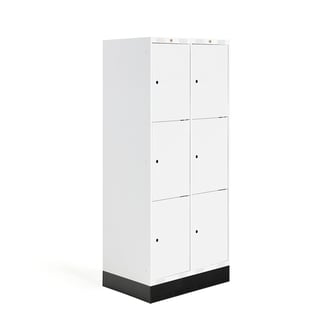 Student locker ROZ, 2 modules, 6 doors, 1890x800x550 mm, white, incl. base