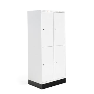Student locker ROZ, 2 modules, 4 doors, 1890x800x550 mm, white, incl. base