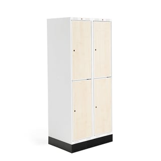 Student locker ROZ, 2 modules, 4 doors, 1890x800x550 mm, birch, incl. base
