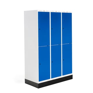 Skapis skolēniem Roz, 3 sekcijas, 6 durvis, 1740x1200x550 mm, zils