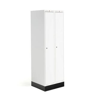 Student locker ROZ, 2 modules, 2 doors, 1890x600x550 mm, white, incl. base
