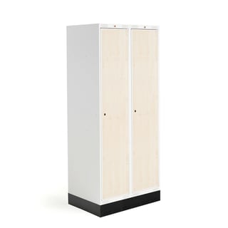 Student locker ROZ, 2 modules, 2 doors, 1890x800x550 mm, birch, incl. base