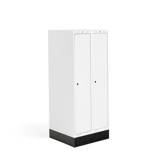 Student locker ROZ, 2 modules, 2 doors, 1510x600x550 mm, white, incl. base