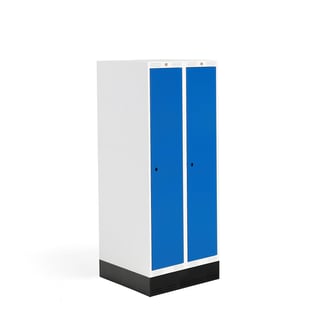 Student locker ROZ, 2 modules, 2 doors, 1510x600x550 mm, blue, incl. base