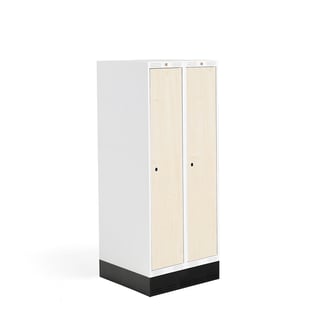 Student locker ROZ, 2 modules, 2 doors, 1510x600x550 mm, birch, incl. base