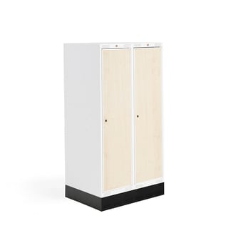 Student locker ROZ, 2 modules, 2 doors, 1510x800x550 mm, birch, incl. base