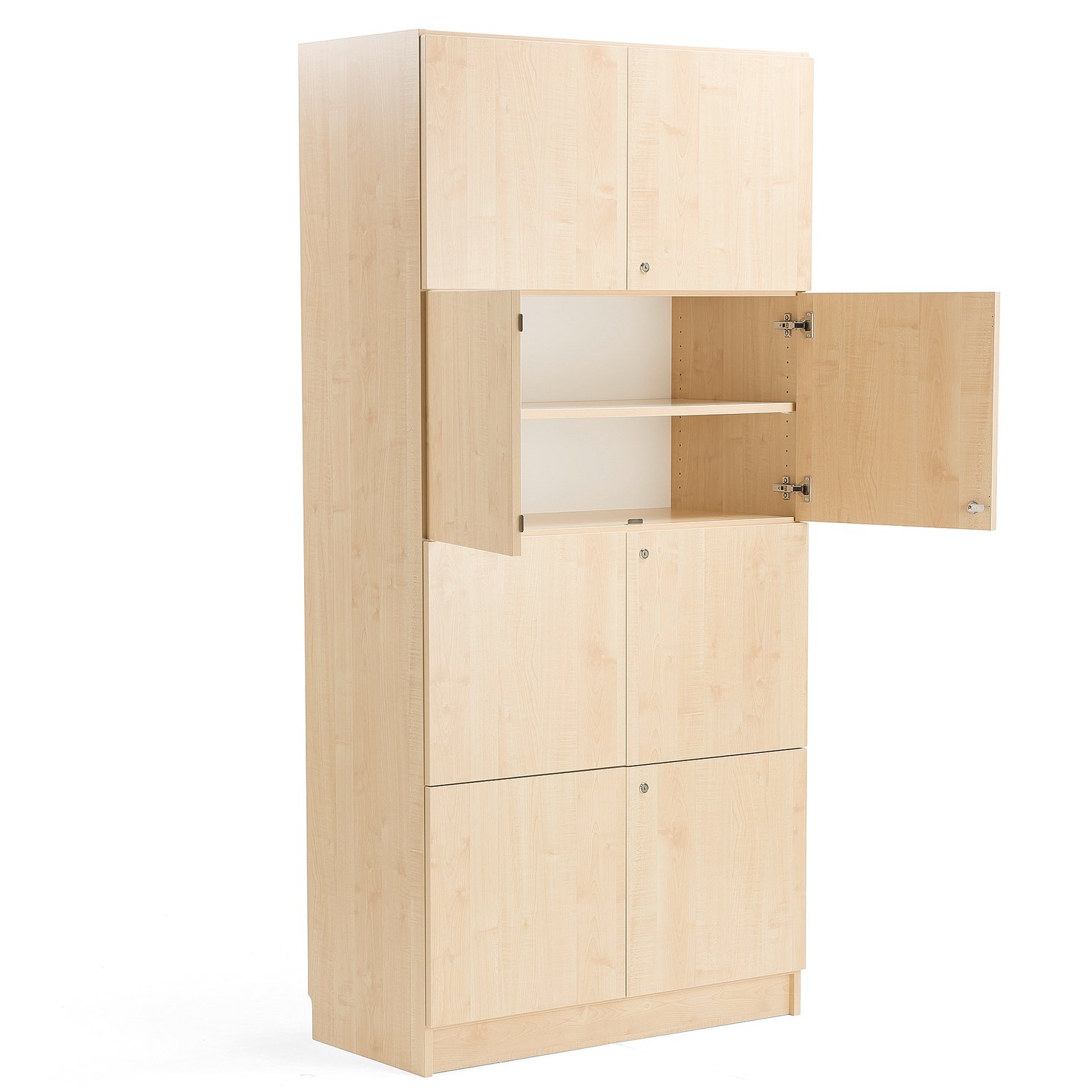 Wooden storage THEO with 4 double doors, 2100x1000x470 mm
