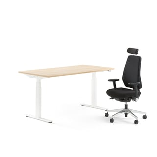 Kancelářská sestava MODULUS + WATFORD, výškově nastavitelný stůl + kancelářská židle