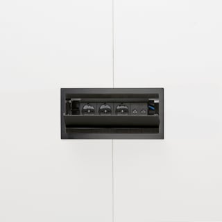 Kabelbox, 300 x 150 mm, 3 Strom, 2 Netz Cat. 6, schwarz