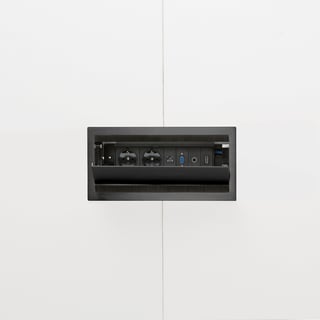 Kabelbox, svart, 300x150mm, bestyckad: 2el, 1 nätCat6, 1VGA, 1ljud, 1HDMI