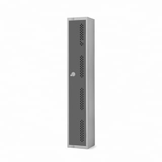 Elite perforated locker, 1 door, 1800x300x300 mm, dark grey