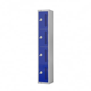 Elite perforated locker, 4 door, 1800x300x450 mm, dark blue