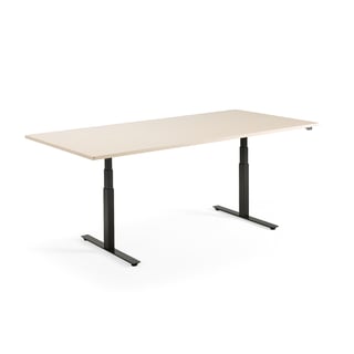 Konferencijski stol MODULUS, podesiv, 2400x1200 mm, crno postolje, breza
