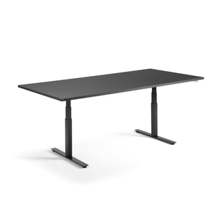 Konferensbord MODULUS, höj och sänkbart, 2400x1200, svart stativ, svart