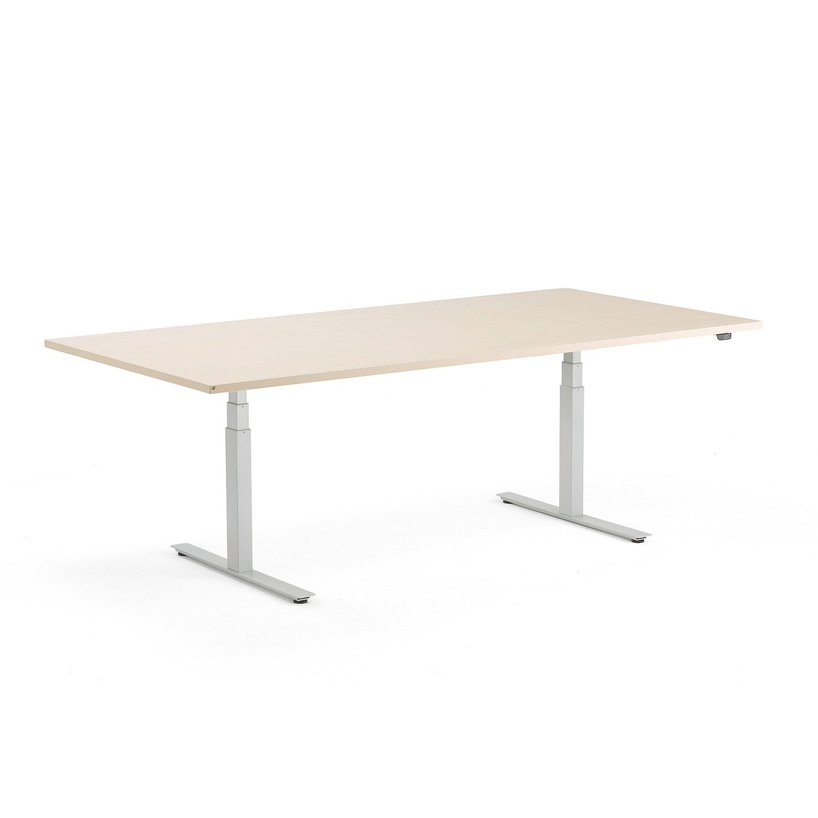 Standing conference table MODULUS, 2400x1200 mm, silver frame, birch ...