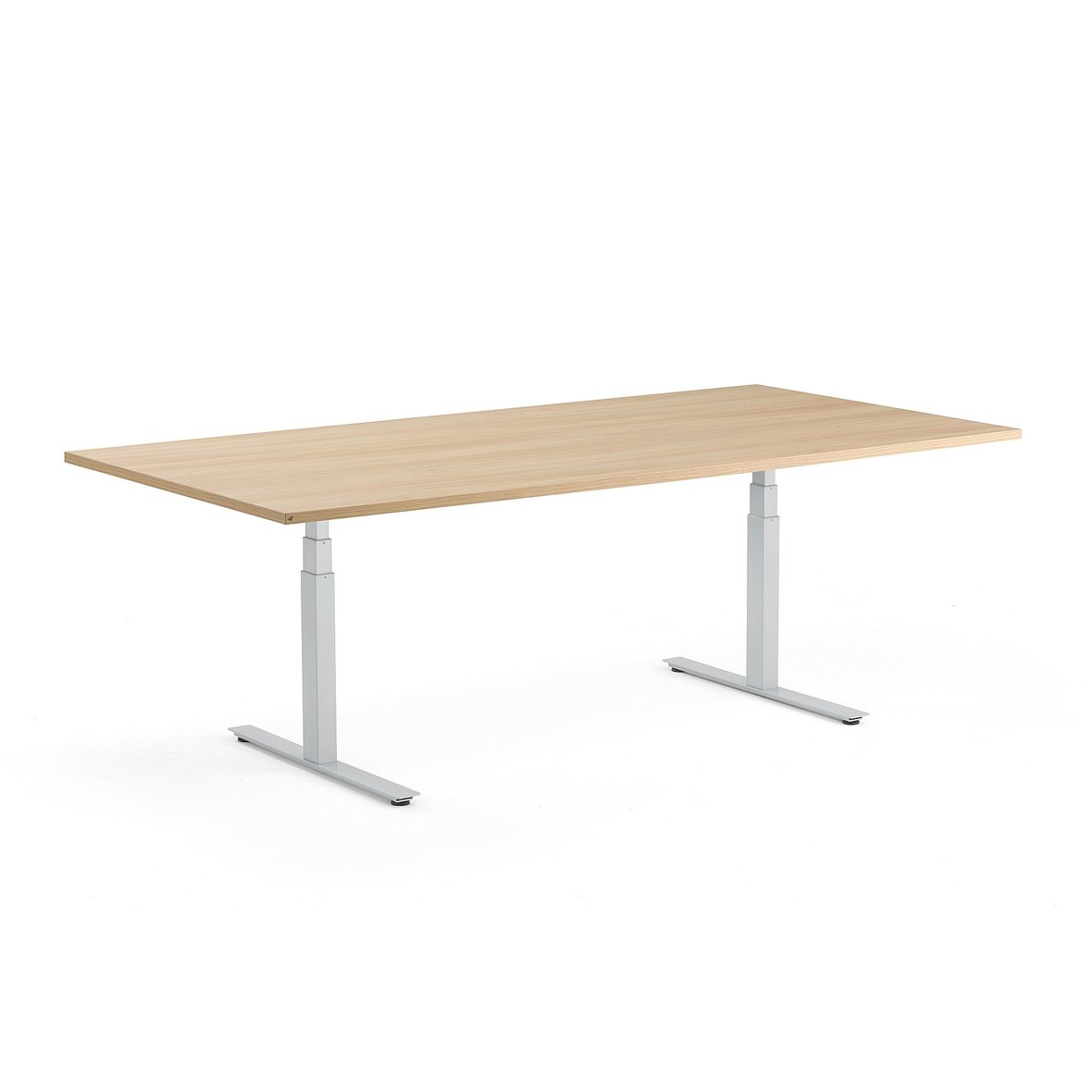 Standing conference table MODULUS, 2400x1200 mm, silver frame, oak | AJ ...