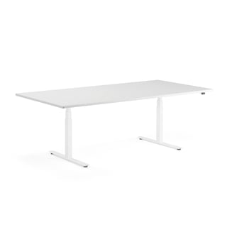 Konferenztisch MODULUS, 2400 x 1200 mm, höhenverstellbar, weiß/weiß