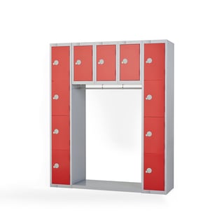 Archway unit, 11 lockers, 1800x1500x450 mm, red