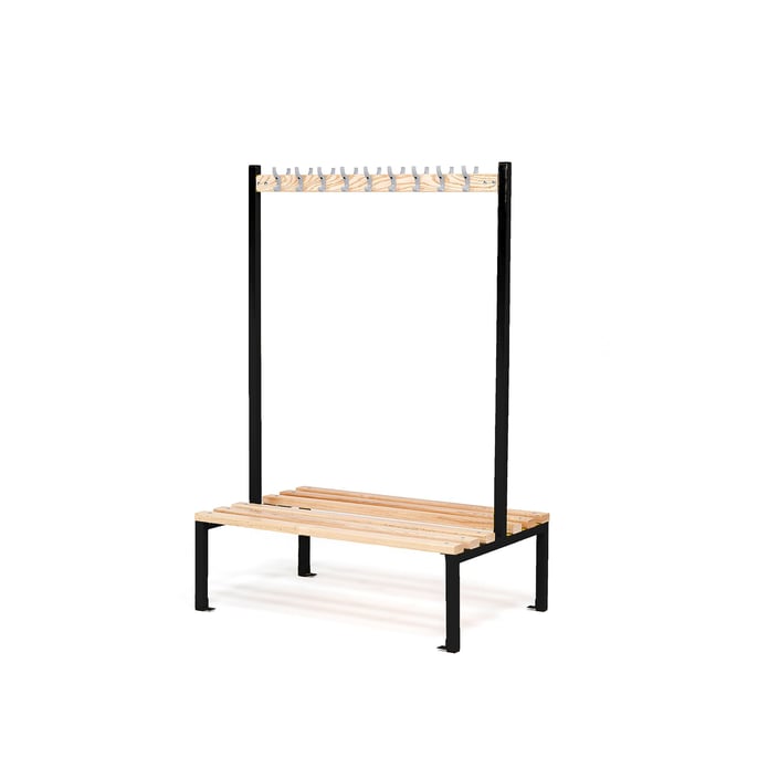 Double bench + hook rail ELITE, 18 hooks, 1200x760x1800 mm, black AJ