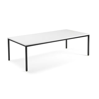 Stół konferencyjny MODULUS, 2400x1200 mm, rama 4 nogi, czarny, biały