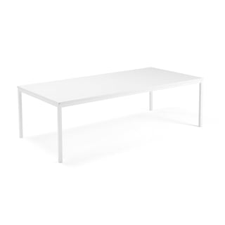 Jednací stůl MODULUS, 2400x1200 mm, 4 nohy, bílý rám, bílá