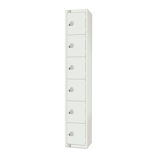 Elite white locker, 6 door, 1800x300x450 mm, all white