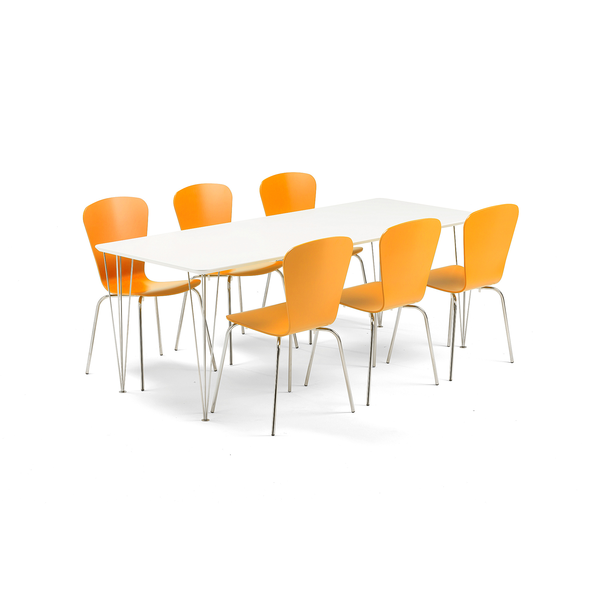 Canteen package deal ZADIE MILLA 1 table and 6 orange chairs