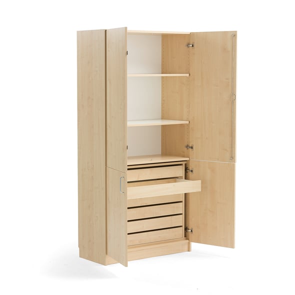 High wooden storage THEO, 6 drawers, birch AJ Products
