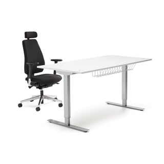 Sestava FLEXUS + WATFORD, výškově nastavitelný stůl + kancelářská židle